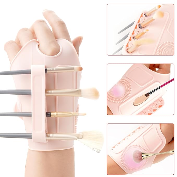 Makeup Mixing Palette Wrist Strap,Foldable Makeup Brush Storage Palette,Silicone Hand Wrist Makeup mixing tray Draw Assistance Tool for Small to Medium Brush
