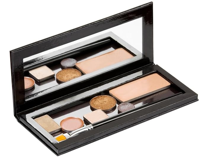 Empty Customizable Makeup Palette with Mirror and 10 Metal Stickers – Medium Size for Eyeshadows, Highlighters and Blushes