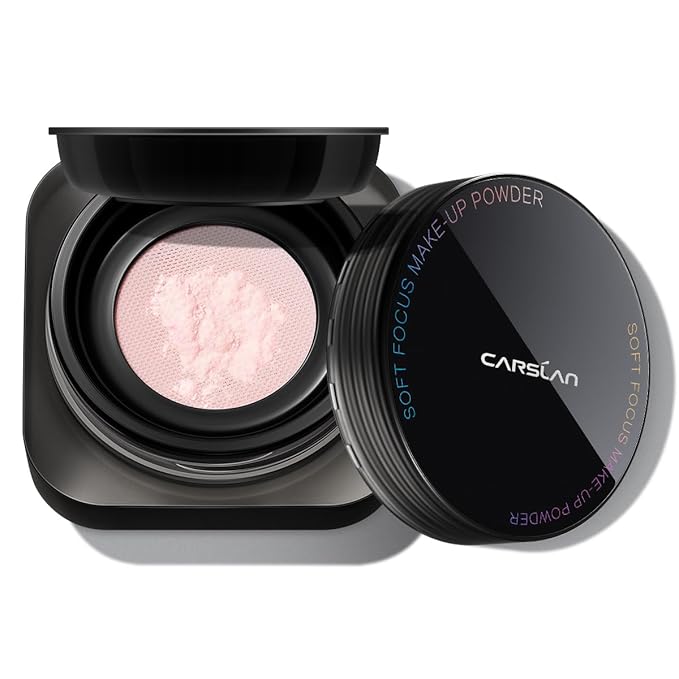 Soft Focus Makeup Powder Waterproof Oil Control Setting Powder 04Pink and 3D Liquid Highlighter 02, Face Cosmetics Kit, 2Pcs
