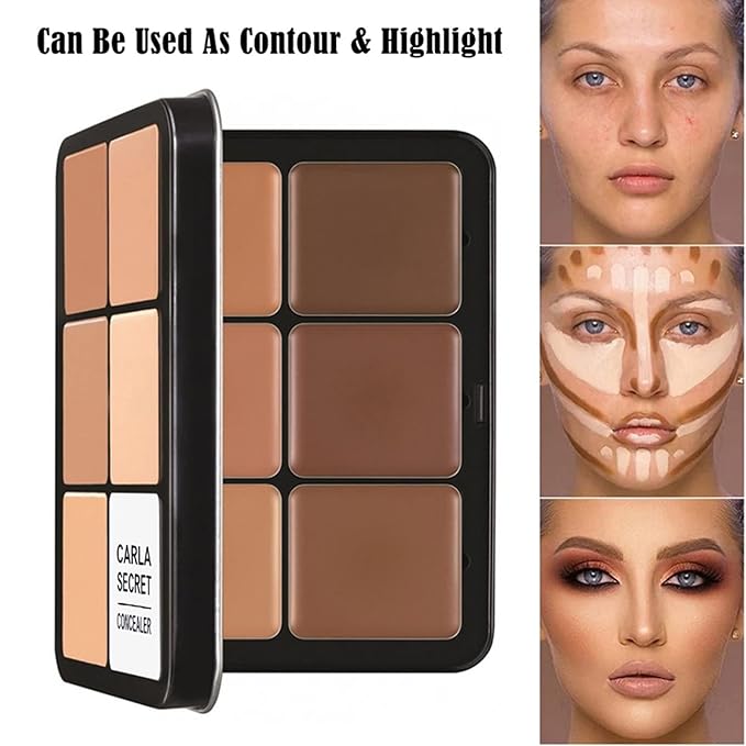 Professional Color Correcting Concealer Cream,12 Color Concealer Foundation Palette,Long-Wearing Full Coverage Makeup and Corrector for Under Eye Dark Circles,Acne & Blemishes,Reduces Redness