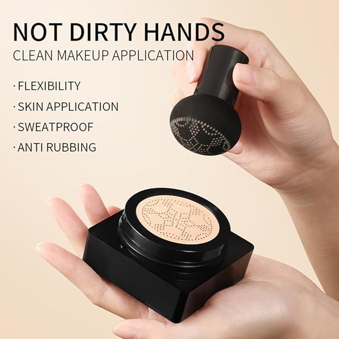 GL-Turelifes Mushroom Head Air Cushion CC Cream Foundation Water Feeling Flawless BB Cream Moisturizing Oil Control,lightweight & Smoothing Natural Face Concealer (F-01 Ivory, 0.53 Oz)