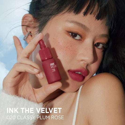 Peripera Ink the Velvet Lip Tint - High Pigment Color, Longwear, Weightless, Not Animal Tested, Gluten-Free, Paraben-Free (020 CLASSY PLUM ROSE (NEW))