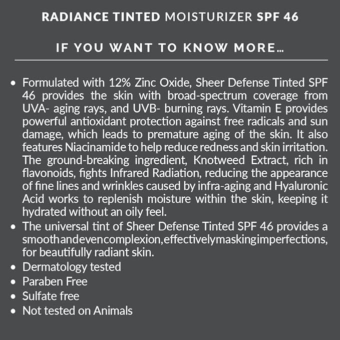 Radiance Tinted Moisturizer SPF 46 - Oil-Free Tinted Moisturizer that Adapts to Your Skin Color to Enhance Skin Tone with Long-Lasting Hydration