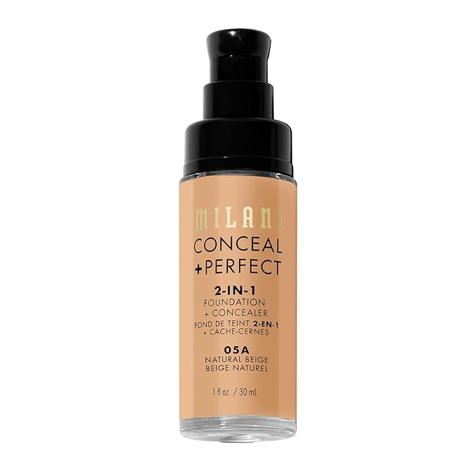 Milani Conceal + Perfect 2-in-1 Foundation + Concealer - Natural Beige (1 Fl. Oz.) Cruelty-Free Liquid Foundation - Cover Under-Eye Circles, Blemishes & Skin Discoloration for a Flawless Complexion