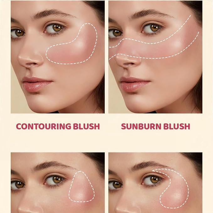 Shiny Blush 12 Color Cream High-Pigmented Buildable Face Blush Long-Lasting Natural Look Face Blush for Cheeks (Color 08)