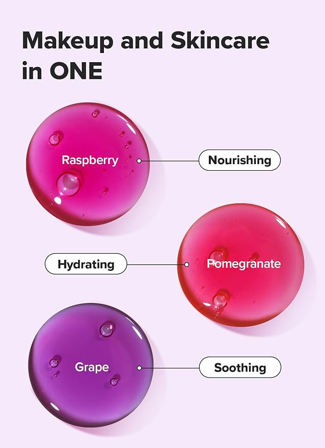 I DEW CARE Lip Gloss - Glow Easy Pomegranate | Jojoba Seed Oil, Vitamin C, Pigmented Glossy Stain, Hydrating, Korean Makeup, Pink Color, Moisturizing, Nourishing Crystal, 0.20 FL Oz