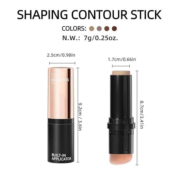 Erinde Cream Contour Bronzer Stick, Natural Finish Contouring Stick, Blendable & Smooth Matte Bronzer Stick, Waterproof & Long Lasting Face Shaping Makeup, 03 Light To Medium