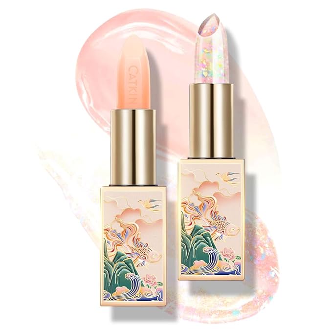 CATKIN Lip Balm Color Tinted Changing Lipstick Ultra Hydrating Lip Moistrurizer Chapstick with Vitamin E Nourishing For Cracked & Dry Lips 0.12 oz 2pcs (01+04)