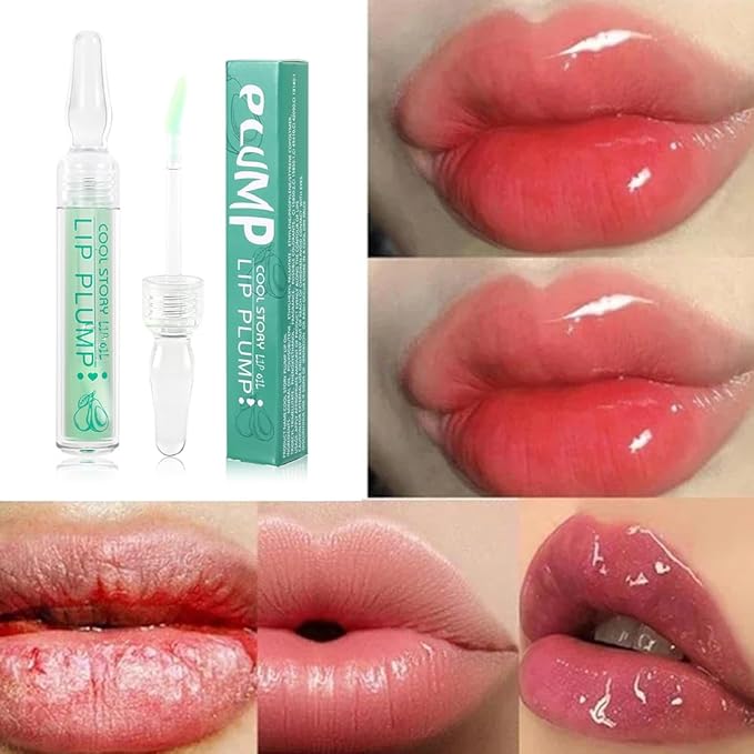 COOL STORY Lips Plumping Lip Gloss for Women, Lip Oil Moist Avocado Flavor