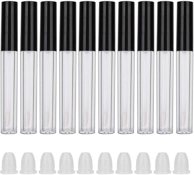 Lipstick Refillable Bottle, 10-pack Small Empty Lip Gloss Tubes 2.5ml Mini Lip Gloss Bottles Empty Lip Gloss Tube Suitable for Lipstick Samples Diy Lip Gloss (black)