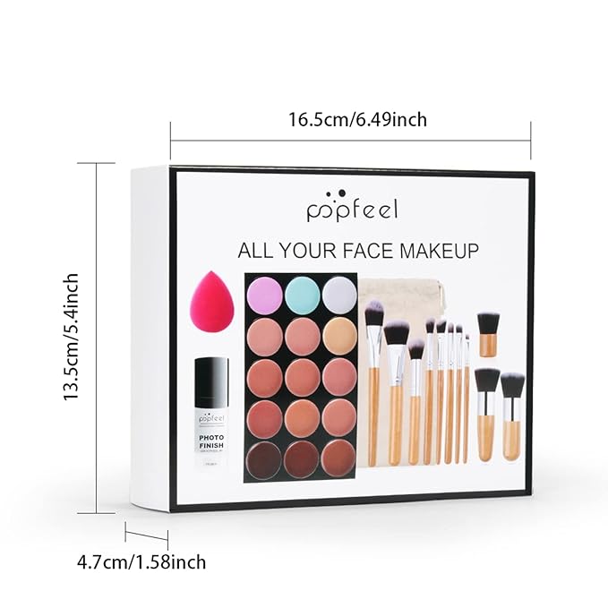 Pure Vie All-in-One Holiday Gift Surprise Makeup Set Essential Starter Bundle Include Eyeshadow Palette Lipstick Concealer Blush Mascara Eyeliner Face Powder Lipgloss Brush - Full Makeup Kit for Women