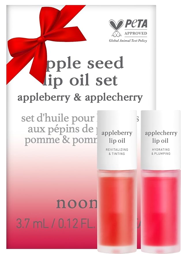 NOONI Korean Vegan Appleseed Lip Oil Set - Appleberry & Applecherry + Korean Facial Clenaser - Snowflake Whipping Cleanser 5.07 Fl Oz Bundle