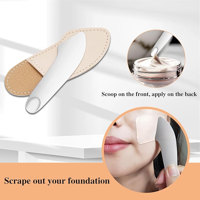 Incauca Foundation Mixing Palette with Make Up Spatula Tool, Metal Makeup Mixing Tray Mixer, Foundation Plate for Liquid Makeup, Nail Blending, Cosmetic Scoop Skin Scraper for Skincare Facial Beauty