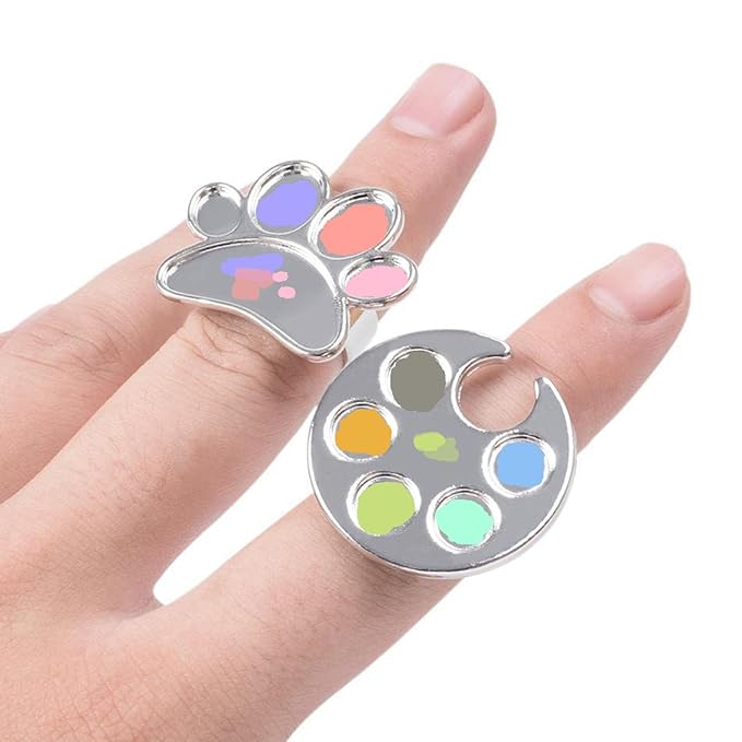 4 Pack Mini Nail Paint Art Palette Finger Rings Metal Manicure Palette Tools Makeup Palettes, Nail Art Palette Nail Polish Palette