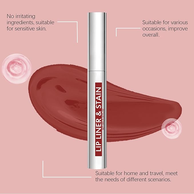 Lip Tint Stain Peel Off - Waterproof Lip Liner Stain, Moisturizing Long-Lasting Lip Stain, Create Natural Lip Color for Women Daily or Special Occasion Use for All Skin Types, #01 Red-Brown
