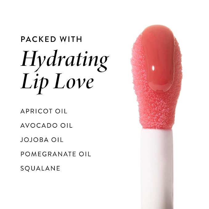 LAURA GELLER NEW YORK Fine Shine Glossy Lip Oil Duo, Rose Garden + Glass Half Full - Clear Pink Lip Gloss with Hydrating Squalane