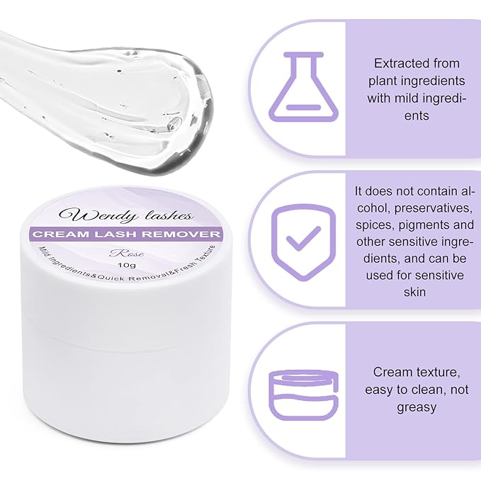 Wendy Eyelash Remover for Lash Extensions: Supply to Lash Artists, Wand, Effectively, Low Irritation, Clear, 5ml, Rose-flavored