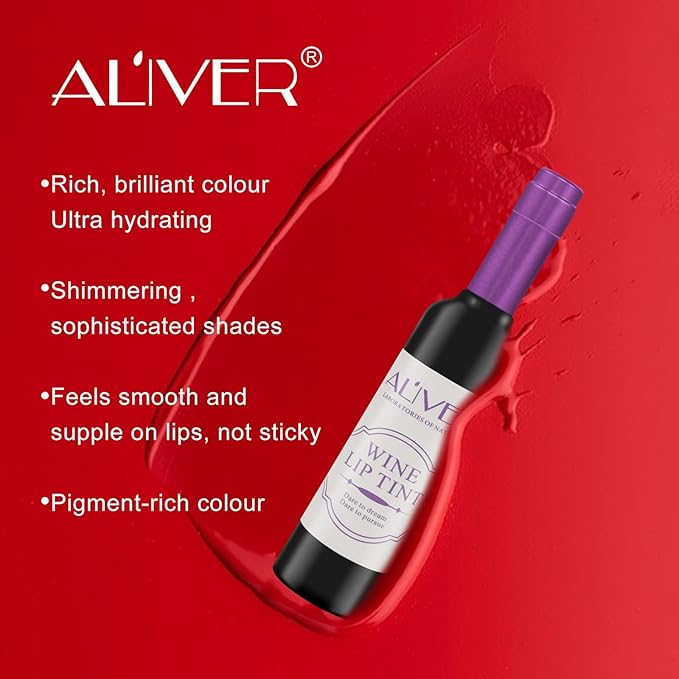 IDUCEN Wine Bottle Lip Gloss, 6 Colors Lip Tint Matte Long-Lasting Waterproof Lip Stain, Shaped Lipsticks Silky Lightness and Non-Sticky Make Up Lip Sticks