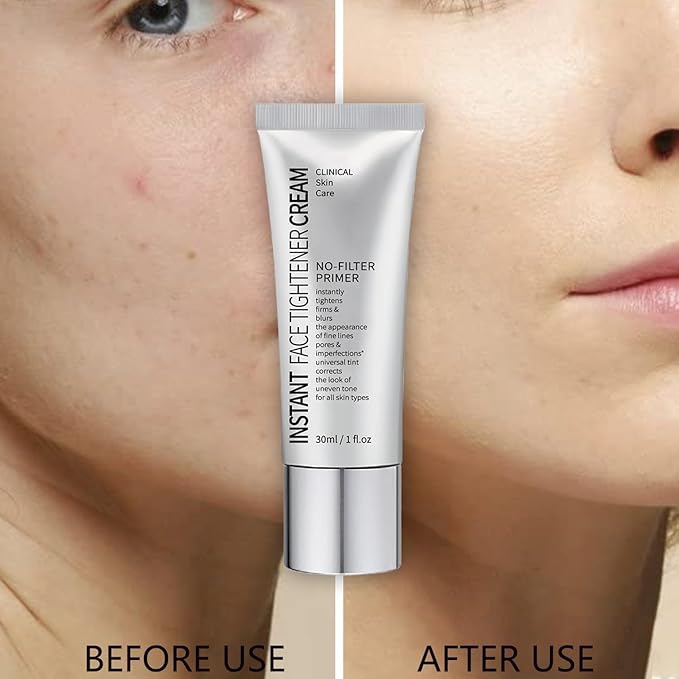 Face Tightener No-Filter Primer, Instant Face Tightener Primer, Skin Tightener Primer Face Makeup, Face Blurring Primer for Face Evens Skin Tone, Create Natural Look for All Skin Types