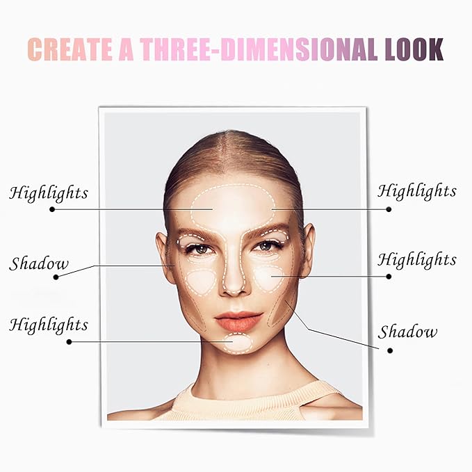Cream Contour Powder Palette Kit with Brush & Mirror, Matte Bronzer Cool Toned Contour Powder Palette for Face Sculpting Makeup (#C02 Soft Brown)