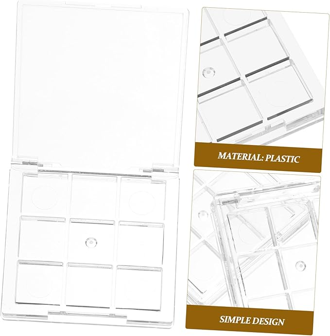 Empty makeup palette depotting case: 2pcs Empty Lipstick Box, 9-Grid Clear Blush Lipstick Case Portable Makeup Organizer Storage Cases Highlighters Sample Eye Shadow Bracket Travel