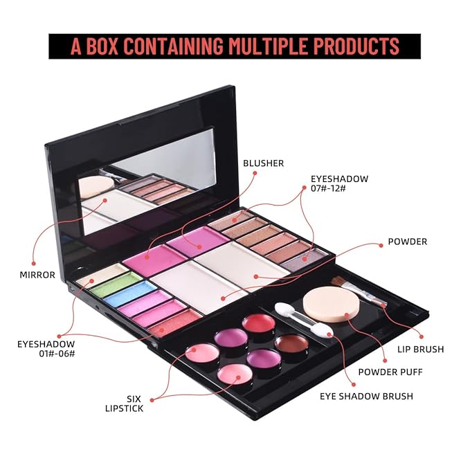 LAMUSELAND Professional All in One Makeup Kit, Travel Makeup Palette Gift Set for Women Full Kit, including Eyeshadow, Blush, Powder, Lipstick (1)