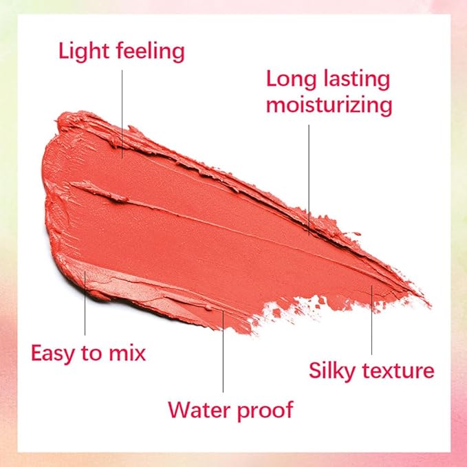 Blush Stick for Cheeks and Lips, On-the-Go Blush, Hydrating Solid Cheek Tint, Makeup Stick for Beautiful and Natural Shades, Tinted Moisture Stick Ued on Eyes Lips and Cheeks
