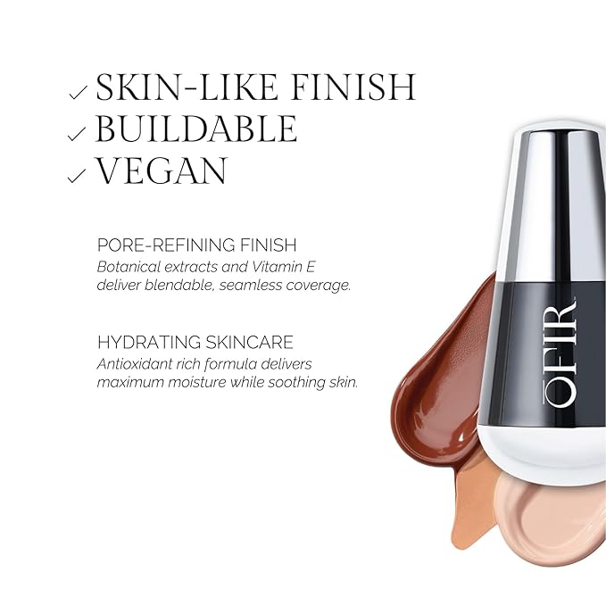 OFIR Skin Satin Medium Coverage Foundation | Lightweight Foundation Makeup with Vegan Formula | Blue Light Protection & Non-Creasing for Long-Lasting Wear | 1 FL OZ (Cardamom - Medium Warm)