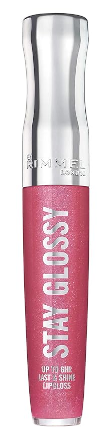Rimmel Stay Glossy Lip Gloss - Non-Sticky and Lightweight Formula for Lip Color and Shine - 123 Back Row Smooch, .18oz