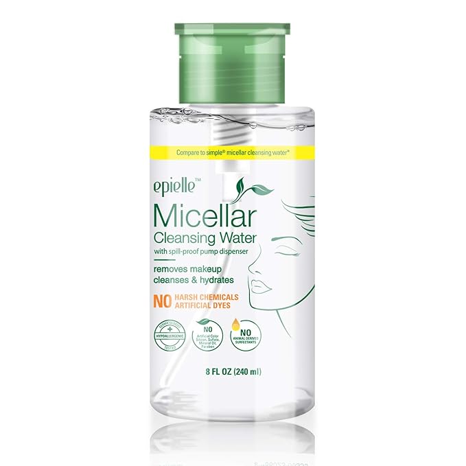 Epielle Micellar Cleansing Water | Makeup Remover for All Skin Types | Gently Cleanses Skin | 8 Fl Oz (1 Pack) | Ideal for Beauty Gifts, Spa Days, Gift Sets | Korean Skincare