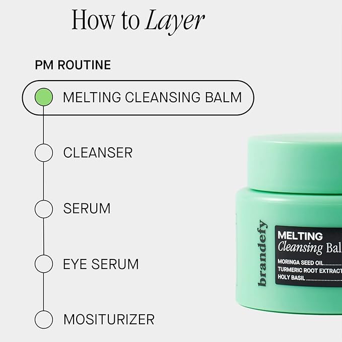 Brandefy Melting Cleansing Balm - Moringa Seed Oil, Vitamin E, Turmeric Extract - Nourishing Makeup Remover, Balm to Silky Oil, Made in the Korea (3.4 Oz)
