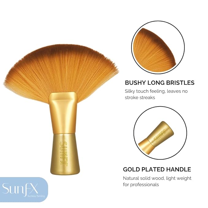 SunFX Post Spray Tan Translucent Finishing Powder | Talc Free | Sunless Tanning Powder with Large Professional Fan Brush & 100 pk of Disposable Sticky Feet