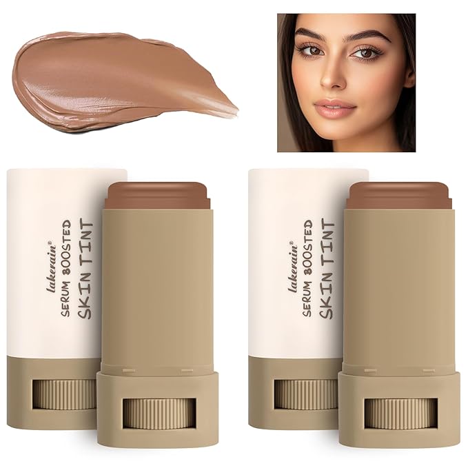 2Pcs Foundation Stick Beauty Balm Serum Boosted Skin Tint, Solid Tinted Moisturizing Serum Contour Stick Foundation Face for Women, Hydrates, Natural Finish Makeup (#6, 6)