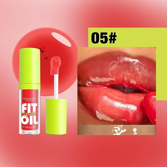 Hydrating Lip Oil, Big Brush Head Lip Glaze Shiny Transparent Lip Glow Oil, Nourishing & Non-sticky Long Lasting Fresh Clear Smooth Lip Care Plumping Lip Oil (# 05)