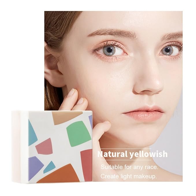 MAEPEOR Setting Powder 8 Colors Smooth and Lightweight Matte Face Powder for Brightening and Setting Makeup with Face Puff (1.76 oz, P02 Natural Yellowish)