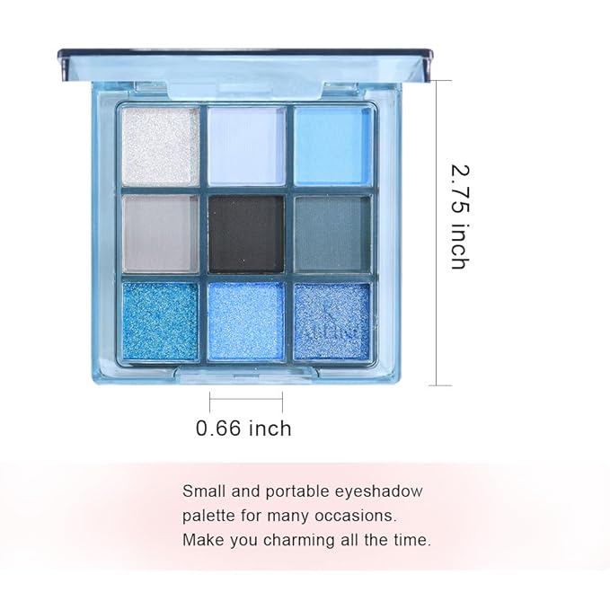 Sapphire Blue Smoky Eye Shadow Palette,Navy & Sky Blue Pro Eyeshadow Palette - Ultra-Pigmented Matte & Shimmer Finish - Waterproof Blend for All-Day Wear (02#, 1 Count (Pack of 1))