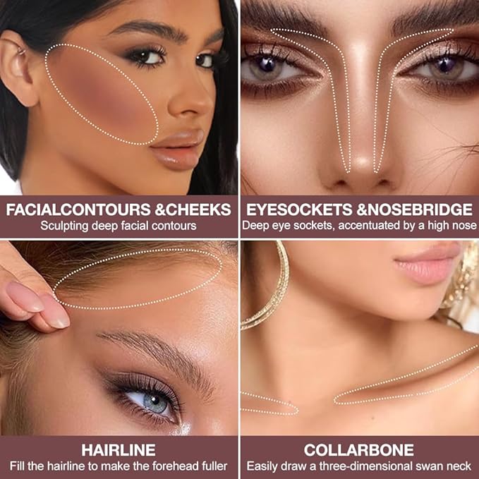 5-Color Matte Makeup Powder Compact, Long-Lasting Waterproof Foundation, Oil-Control, Non-Caking (5#, 1 Count (Pack of 1))