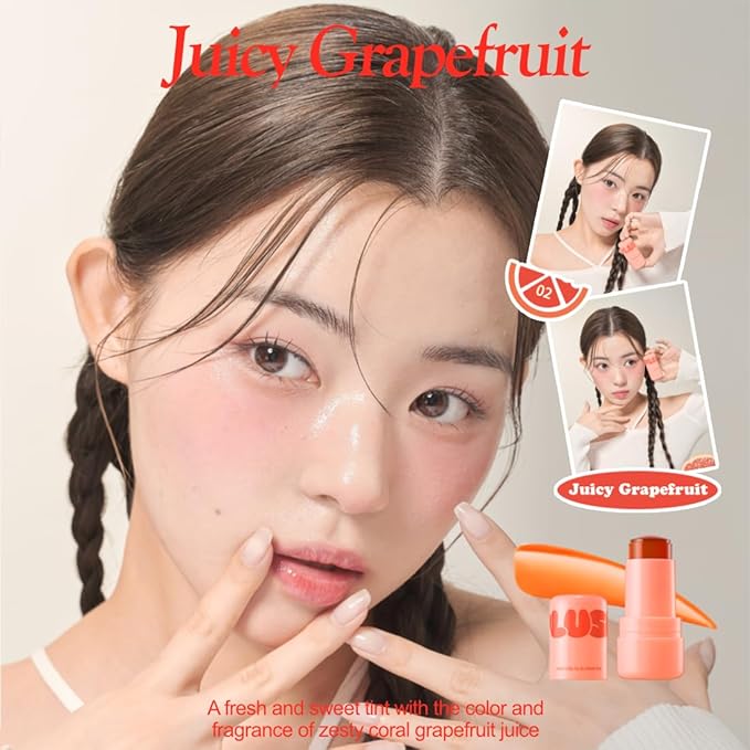 Plush Water Jelly Lip & Cheek Tint – Juicy Grapefruit, 10g (0.35oz) | Lightweight & Buildable Tint for a Natural, Fresh Glow