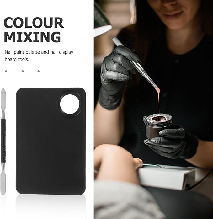 2pcs Set Artist Mixing Makeup Palette Foundation Spatula Makeup Foundation Color Mixing Pallet Nail Palette Nail Art Nail Polish Makeup Tray Nail Kit Stainless Steel Blender
