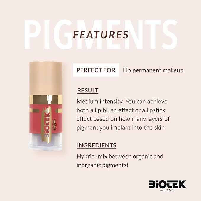 Biotek Lip Pigment for Permanent Makeup - Bright Coral Color for Lip - Made in Italy - Daiquiri 0,24 fl.oz.