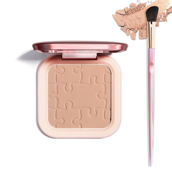 Cream Contour Powder Palette Kit with Brush & Mirror, Matte Bronzer Cool Toned Contour Powder Palette for Face Sculpting Makeup (#C02 Soft Brown)