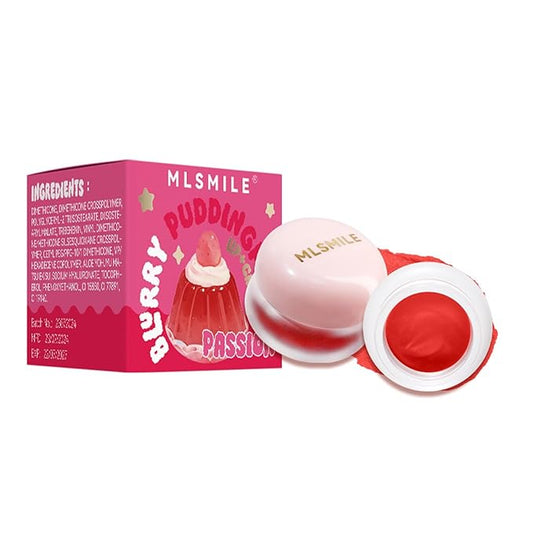 Lip and Cheek Blurry Pudding Pot, Buildable and Lightweight, Multi-Purpose Blurring and Mousselike Pots for Lips and Cheek (Passion)