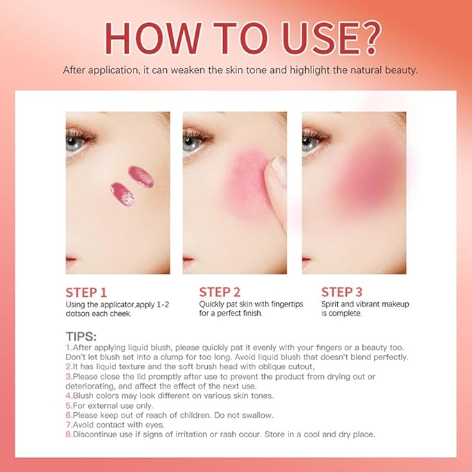 Velvet Liquid Blush, Natural Matte Finish Looking, Dewy Cheek Tint, Soft Cream Face Blush,Moisturizing Lightweight Blendable Feel,Long-Lasting-102#