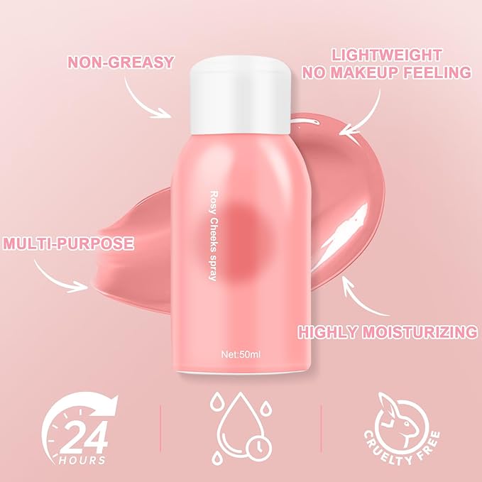 Airbrush Blush Spray Makeup For Cheeks, Silky Mist Blush Spray Face Cheek, Natural Matte Pink Skin, Waterproof Long Lasting Dewy Makeup, Moisturizing Lightweight Blendable (Chill)