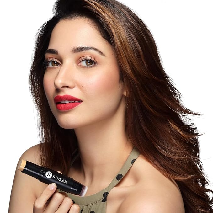 SUGAR Cosmetics Ace Of Face Foundation Stick with Inbuilt Brush - 60 Lungo (Medium Deep, Golden Undertone), 12 gm Full Coverage Waterproof Matte Finish