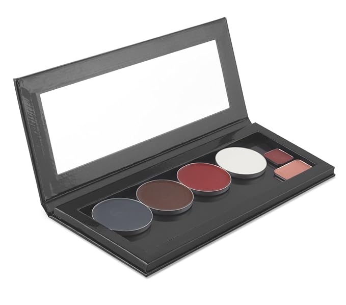 Empty Customizable Makeup Palette with Mirror and 10 Metal Stickers – Medium Size for Eyeshadows, Highlighters and Blushes