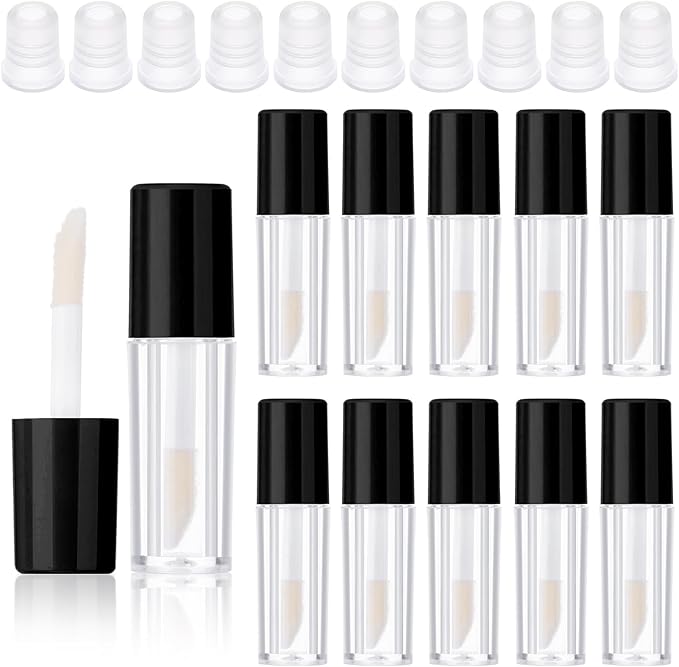 10pcs Empty Lip Gloss Tubes With Wand 1.2ml Clear Mini Refillable Lip Gloss Containers Lip Balm Bottles For Lipstick Samples Diy Makeup Lipgloss Making Kit