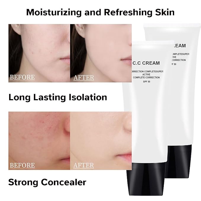 2Pcs CC Cream Skin Tone Adjusting with SPF 50, Complete Correction Active Formula, 30ml (Natural, 2Pcs)