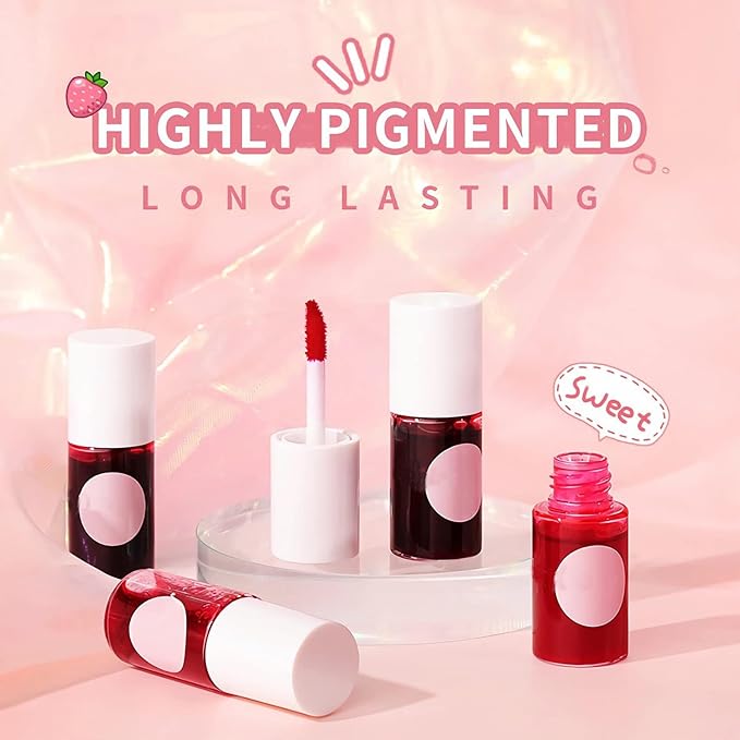 6 Colors Liquid Tint Stain, Korean Lip Gloss Moisturizing Natural Mini Liquid Lipstick, Lip Stain Long Lasting Waterproof, Multi-Use Lip and Cheek Tint Stain (6 PCS)
