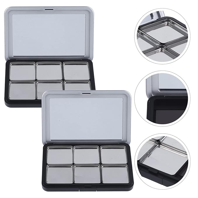 Empty Eyeshadow Palette Magnetic Makeup Palette with Mirror Refillable Eyeshadow Palette Empty Lipstick Pallet Empty Eyeshadow Pans for Eyeshadow Lipstick Blush Powder, 2PCS